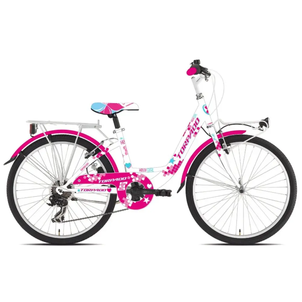 gyerek bicikli Kerékpár Torpado T611 KELLY MTB24 pink(fuxia)/fehér(21T)