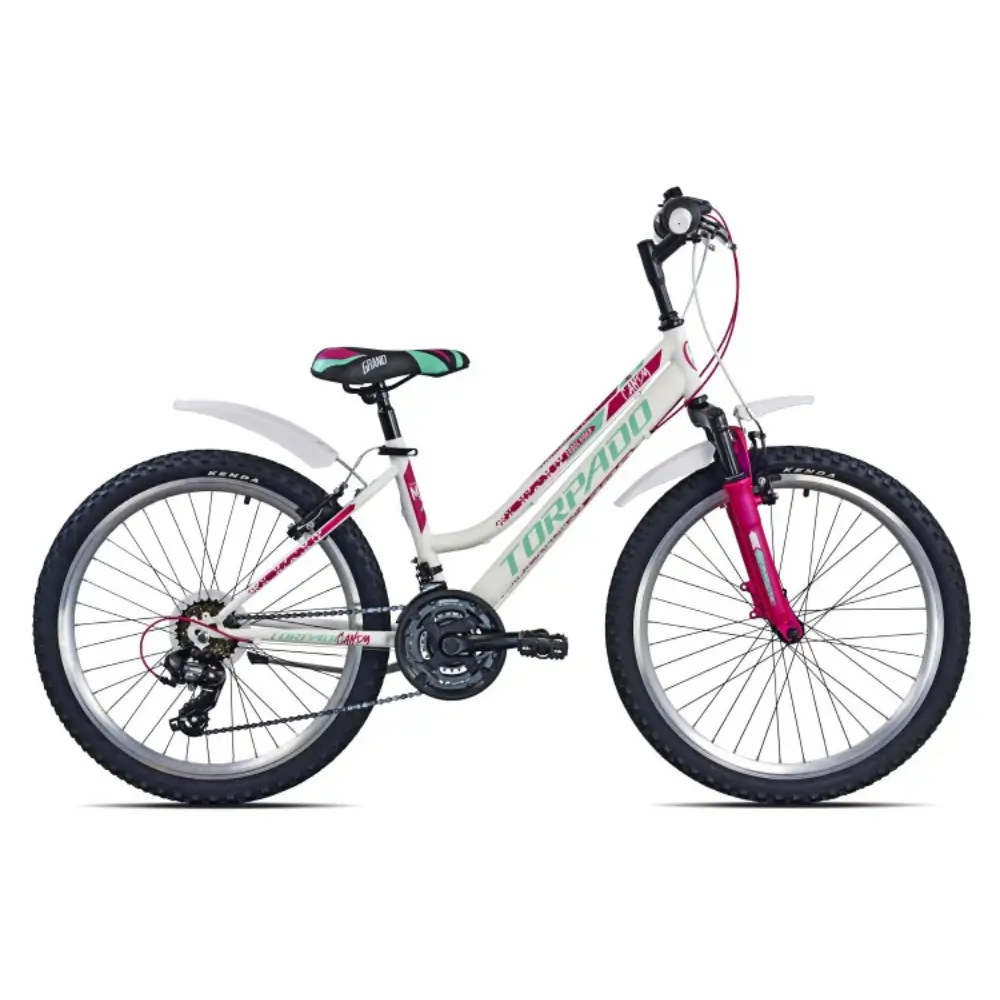 gyerek bicikli Torpado T616 CANDY 24" FEHÉR/FUXIA 18 seb
